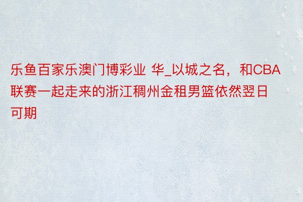 乐鱼百家乐澳门博彩业 华_以城之名，和CBA联赛一起走来的浙江稠州金租男篮依然翌日可期