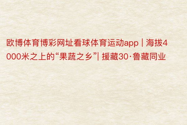 欧博体育博彩网址看球体育运动app | 海拔4000米之上的“果蔬之乡”| 援藏30·鲁藏同业